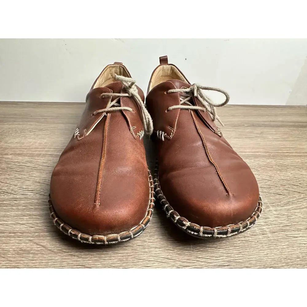 Josef Seibel Lindsay Fisherman Lace Up Minimalist Leather Loafers US 8.5 EU 39